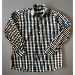 St. Croix Long Sleeve Button Up Shirt Brown Blue Plaid Made In Italy XL JBHS